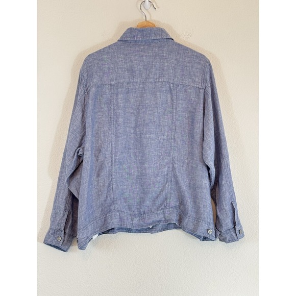 Jones New York 100%Linen Lightweight Jacket Blue Size 2X Costall - Picture 3 of 16